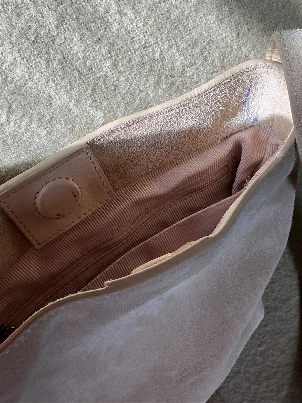 margot Suede Shoulder Bag in Pale Pink